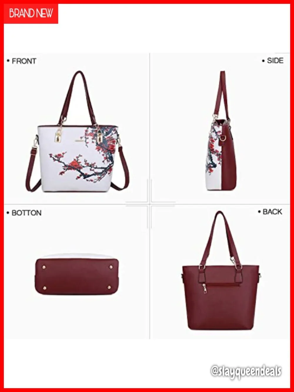 Women's 6-Piece Faux Leather Handbag Set Satchel Shoulder Bag Tote Clutch
